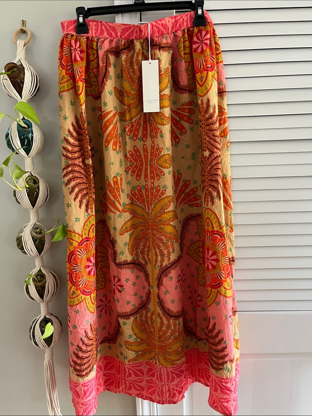 Calypso St. Barth Pink and Orange Floral Maxi Skirt